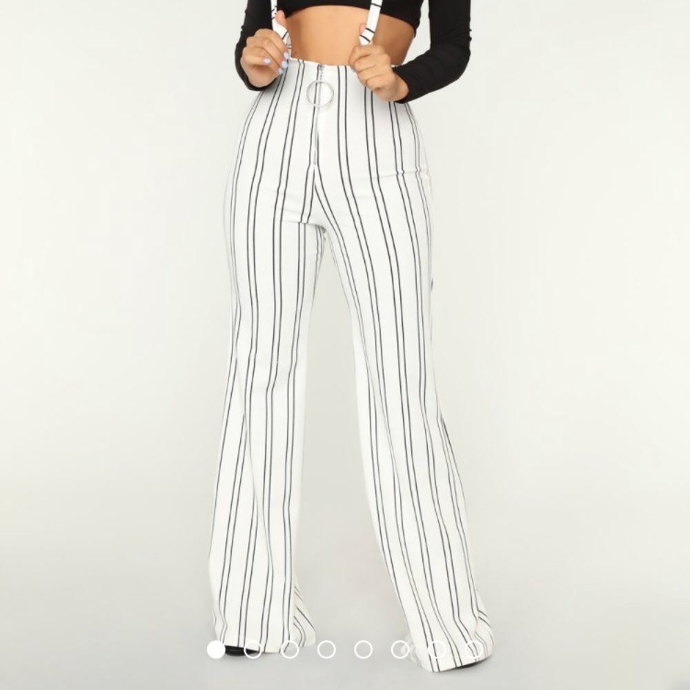 Fashion Nova “Stripe Me Up” Pants in White